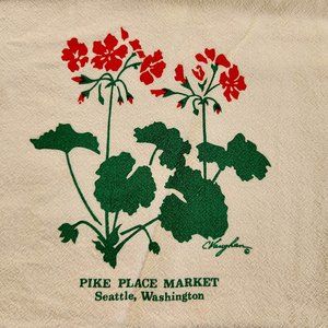 Pike Place  Market Tea Towel--Geranium